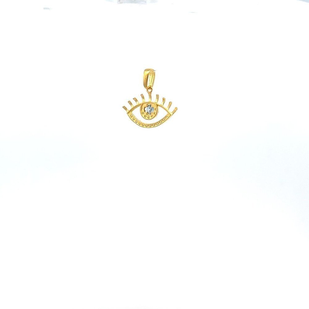 18K Gold Pendant Charm Evil Eye Cubic Zirconia - Picture 5 of 12